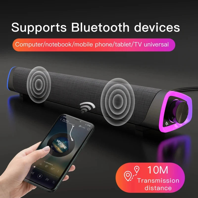 Altoparlante cablato per computer 4D Barra Bluetooth Suono stereo Subwoofer Altoparlante soundbar surround per MacBook Laptop Notebook Gioco per PC