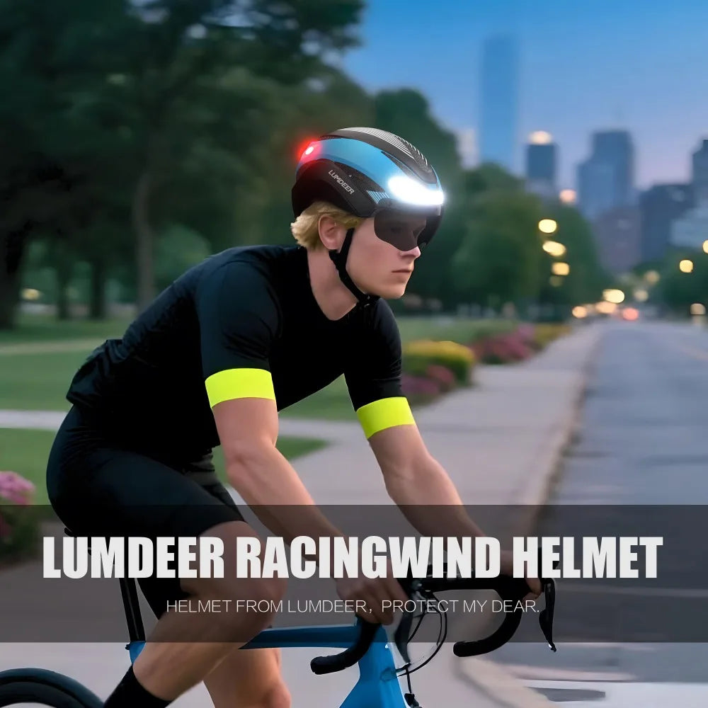 Casco Da Bicicletta Horntour HT-16 Con Luci Led Frontali e Posteriori Segnali Leggero Certificato CE