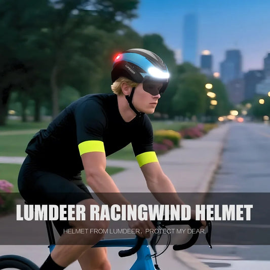 Casco Da Bicicletta Horntour HT-16 Con Luci Led Frontali e Posteriori Segnali Leggero Certificato CE
