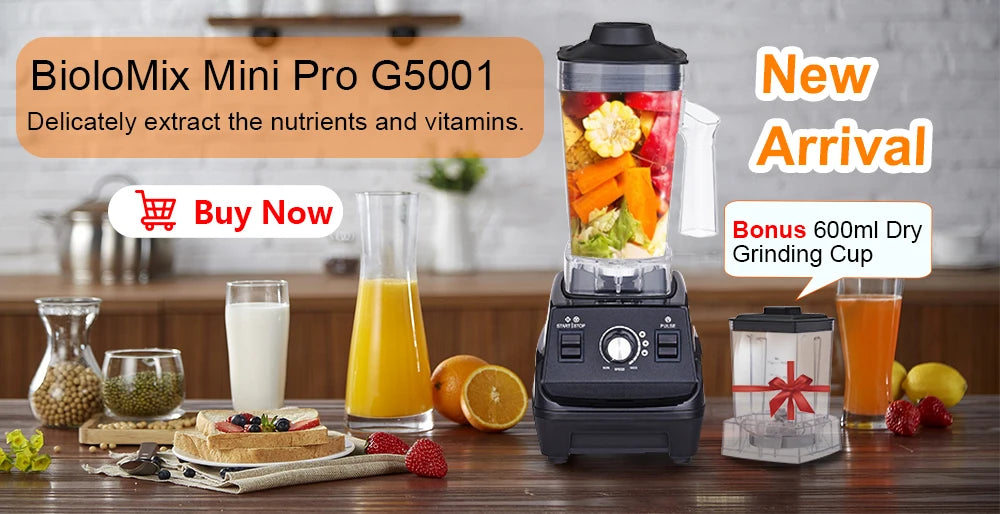BioloMix Frullatore Potente 2200 W Con Contenitore In Tritan Da 2 L BPA Free Timer Per Frullati Di Ghiaccio