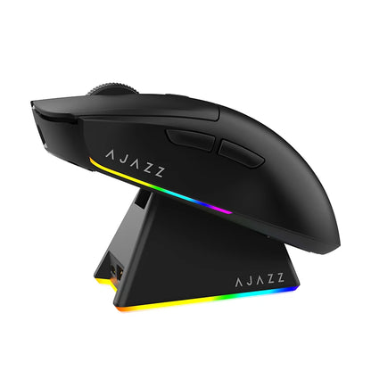 Mouse da gioco wireless Tri-mode AJ139-V2-MC cablato/2,4 GHz/BT con base di ricarica magnetica Chipset da gioco PAW3311 12000 DPI max