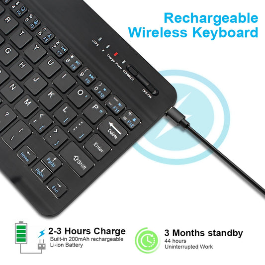 Tastiera Wireless Mini Bluetooth Per Laptop Tablet Smartphone Ricaricabile Compatibile Android iOS Windows