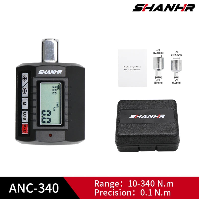 SHANHR Adattatore di coppia digitale da 1/2'', 1/2" 1/4 3/8, set di 3 pezzi di coppia regolabile con set di chiavi dinamometriche adattatore per bici