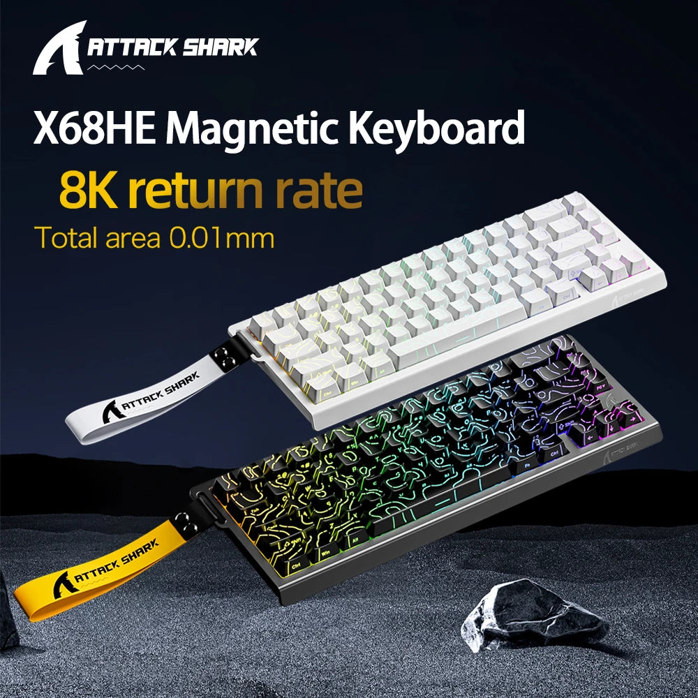 X68HE ATTACK SHARK Tastiera da gioco magnetica meccanica cablata per Pro Gaming Trigg rapido 0,01 mm 8000 Hz SOCD/Rs 0,125 ms 128 K Velocità