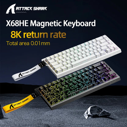 X68HE ATTACK SHARK Tastiera da gioco magnetica meccanica cablata per Pro Gaming Trigg rapido 0,01 mm 8000 Hz SOCD/Rs 0,125 ms 128 K Velocità
