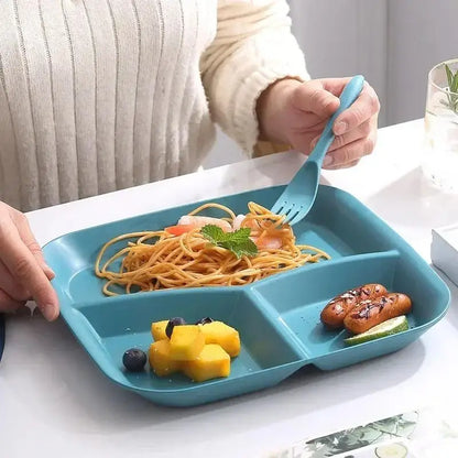 Piatto Quadrato In Plastica Con Tre Scomparti Per Pranzo Colazione Leggero Facile Da Lavare