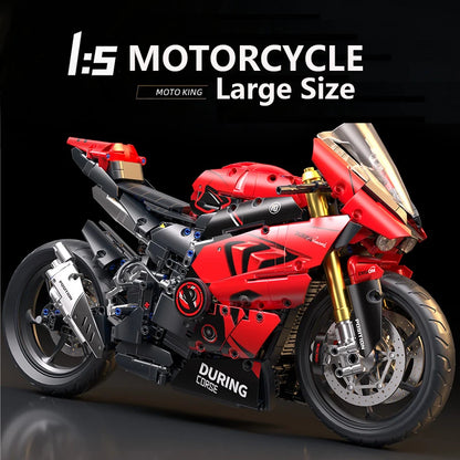 Set Blocchi Moto V4s Racing Con Supporto Esposizione Gioco STEM Per Adulti E Bambini Regalo Unisex