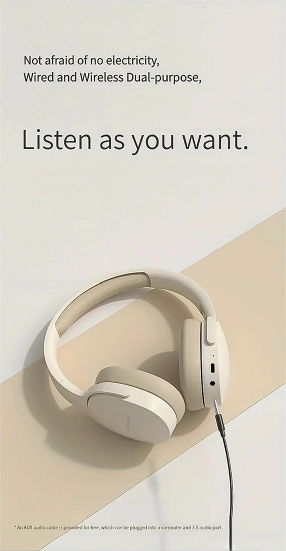 Bosebye Cuffie P2961 Senza Fili Bluetooth 5.3 Auricolare Originale Stereo HIFI Auricolare Gioco Auricolari Con Microfono Per Samsung iPhone