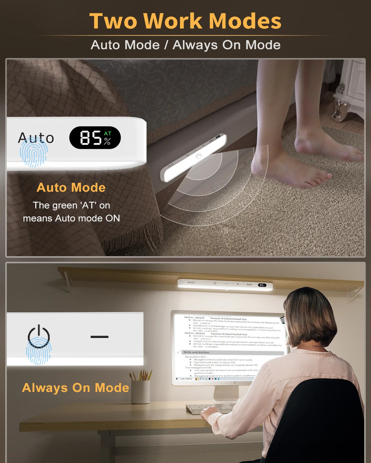 Lampada Da Armadio Con Sensore Di Movimento E Batteria Ricaricabile Barra Luminosa Touch Da 60 Led Per Luce Notturna