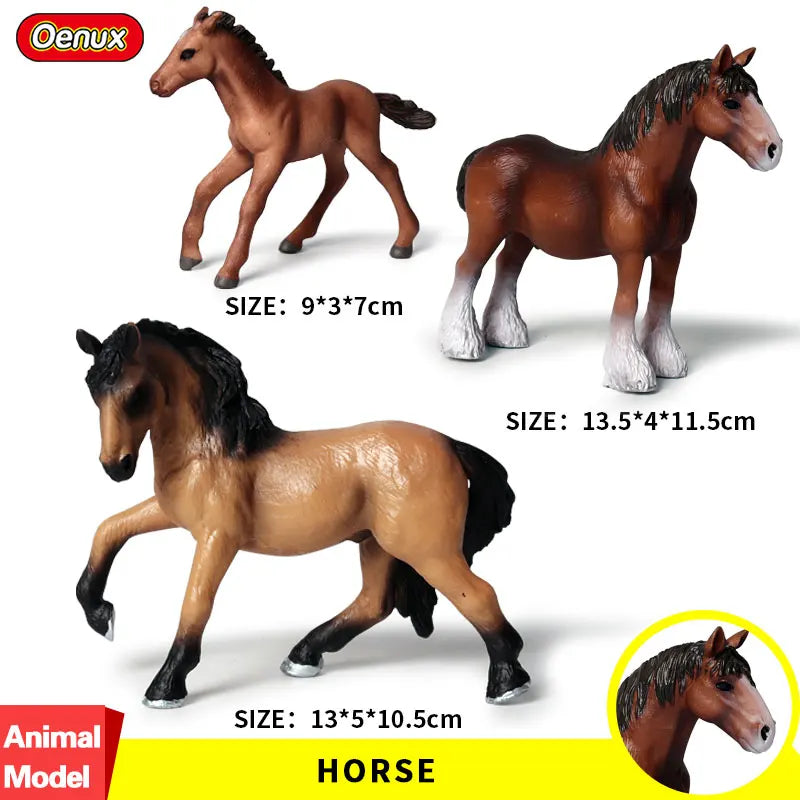 Oenux Farm House Modello Action Figures Agricoltore Moto Mucca Gallina Maiale Animali Set Figurine in miniatura PVC Simpatico giocattolo educativo per bambini