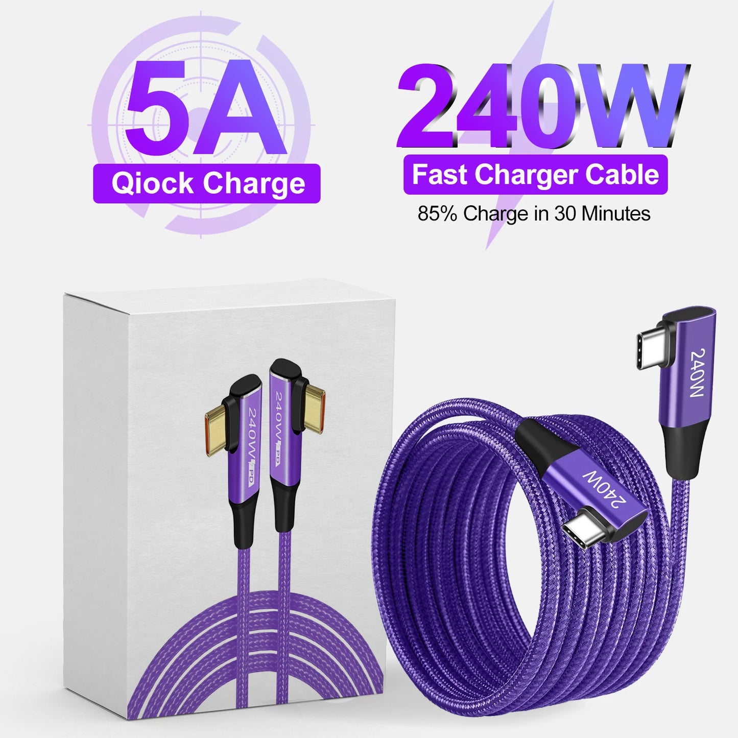 Cavo Usb C A Usb C Ricarica Veloce 240W 6A Compatibile Con iPhone 15 Pro Max Samsung S24 S23 S22 Xiaomi MacBook