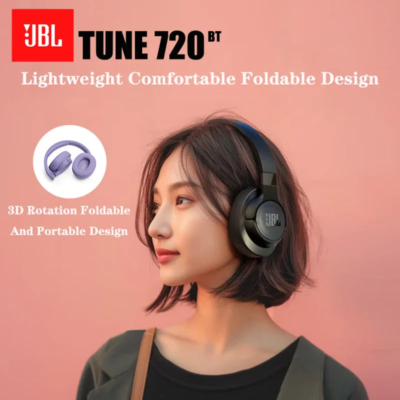 JBL TUNE 720BT Cuffie stile over-ear wireless Bluetooth originali autentiche Connessione multipunto pieghevole per musica sportiva