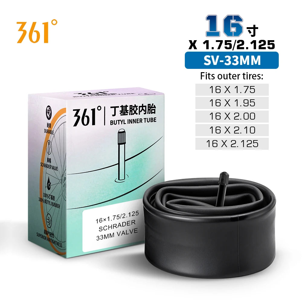 Camera D'Aria 361 Degrees Con Valvola Schrader Pneumatici MTB e Bici Da Ciclismo Misure Da 12 A 29 Pollici