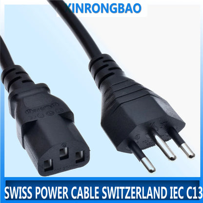 Cavo di alimentazione svizzero in rame puro nero Svizzera IEC C13 Cavo di prolunga di alimentazione CA 1,5 m 5 piedi per PC desktop Monitor per computer 10A250V