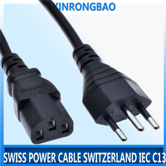 Cavo di alimentazione svizzero in rame puro nero Svizzera IEC C13 Cavo di prolunga di alimentazione CA 1,5 m 5 piedi per PC desktop Monitor per computer 10A250V
