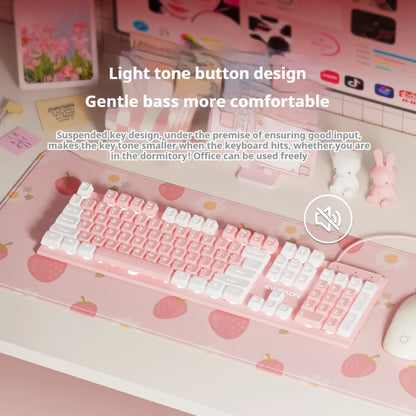 EWEADN GX320Z Tastiera da ufficio silenziosa rosa, digitazione silenziosa cablata USB per PC/laptop Windows, ufficio e giochi, ergonomica, confortevole