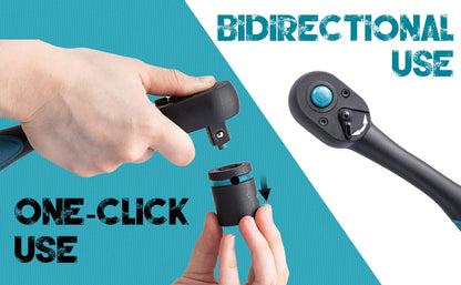 LIBRATON Chiave a cricchetto da 72 denti Maniglia a cricchetto a sgancio rapido reversibile 1/4 '' 3/8 '' 1/2 '' Drive Strumento di riparazione automatica Strumenti fai da te per la casa
