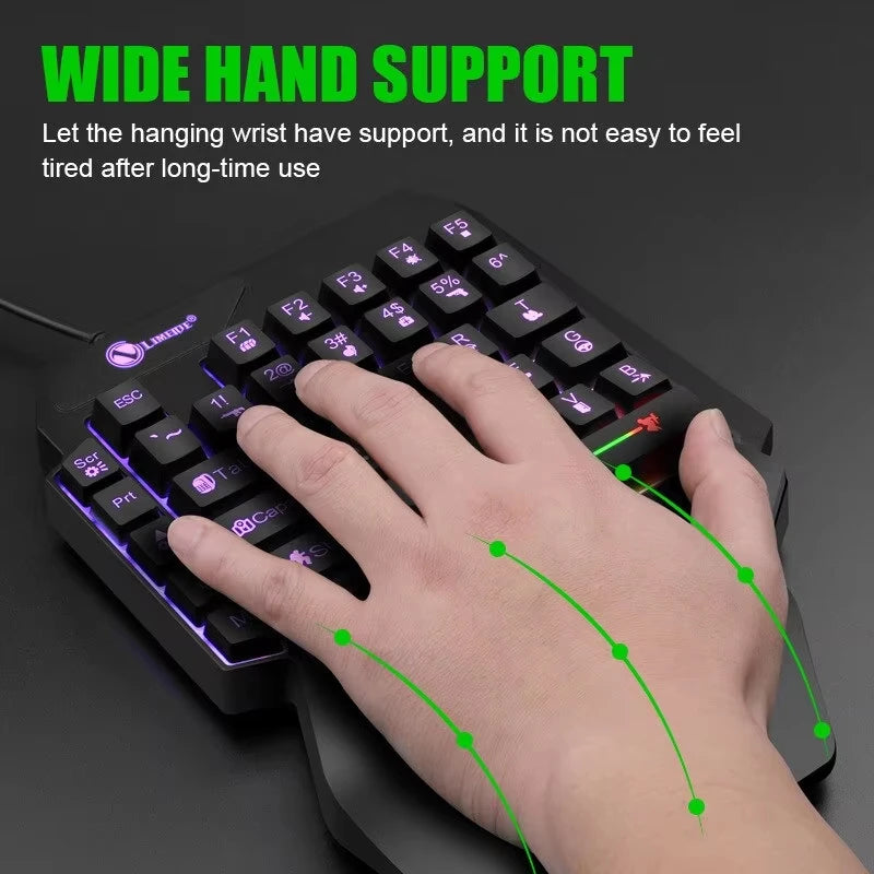 Mini tastiera da gioco con una sola mano da 35 tasti Tastiera retroilluminata cablata ultrasottile USB per laptop PC desktop Smartphone