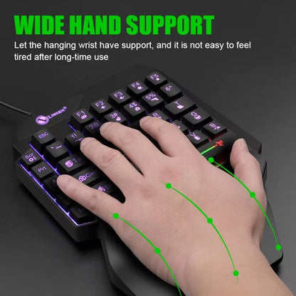Mini tastiera da gioco con una sola mano da 35 tasti Tastiera retroilluminata cablata ultrasottile USB per laptop PC desktop Smartphone