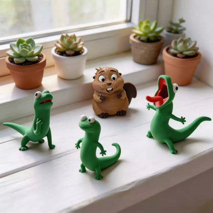 Portachiavi Acrilico 3D Verde Lucertola, Ciondolo Da Borsa E Decorazione Scrivania Cartone Animato