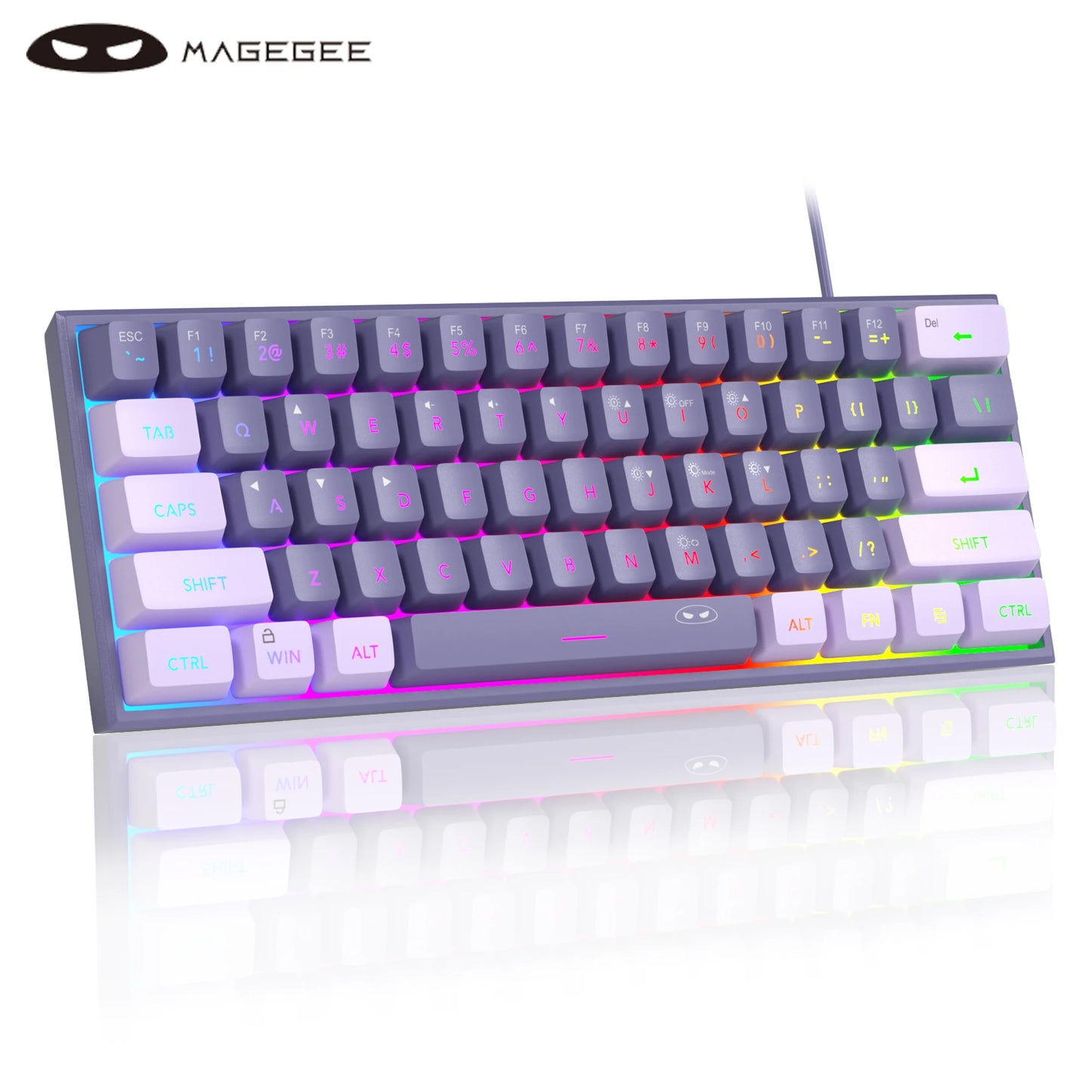 Tastiera Da Gioco MageGee Mini 60 Per Cento Con 61 Tasti Retroilluminata Rgb Ergonomica Impermeabile TS91