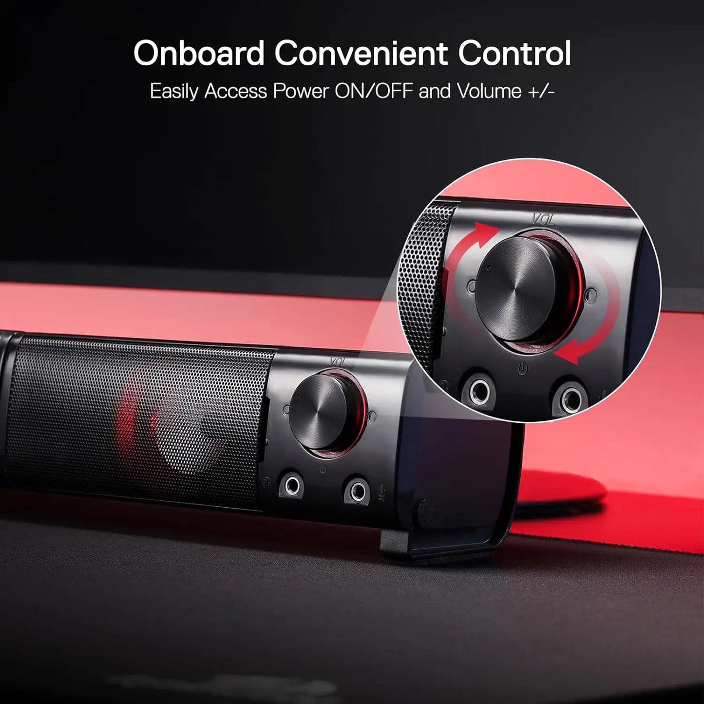 Redragon GS550 Barra Audio Per PC 2.0 Con Bassi Di Qualità E Retroilluminazione Rossa