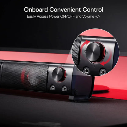 Redragon GS550 Barra Audio Per PC 2.0 Con Bassi Di Qualità E Retroilluminazione Rossa