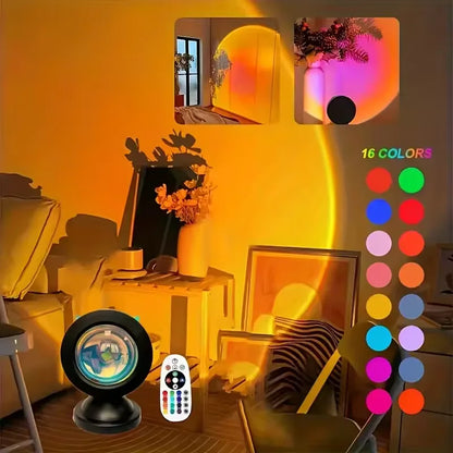 Proiettore Notturno Tramonto Con Telecomando Luce LED RGB Cangiante A 16 Colori Per Camera Da Letto