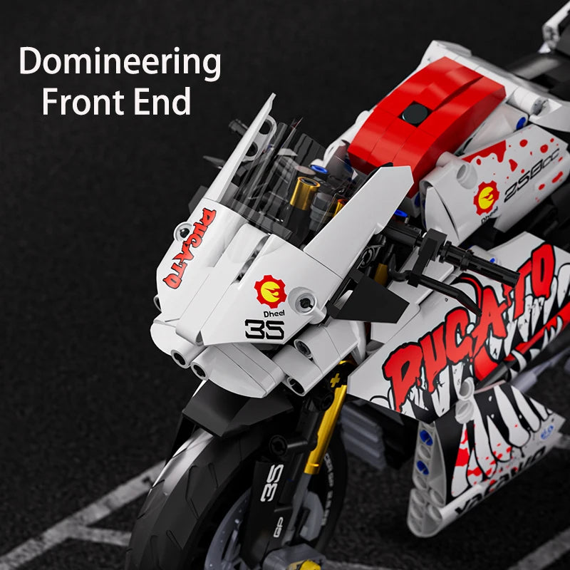 Set Blocchi Moto V4s Racing Con Supporto Esposizione Gioco STEM Per Adulti E Bambini Regalo Unisex
