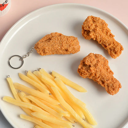 Portachiavi Con Cibo Imitato Pepite Fritte E Gamba Di Pollo Ciondolo Regalo Originale