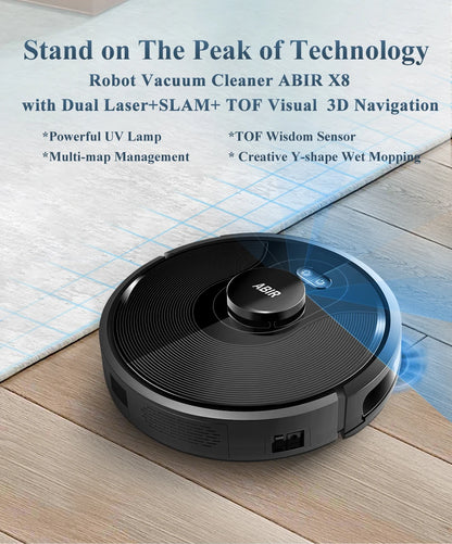 Aspirapolvere Robot Abir X8 con Laser Mappatura LiDAR SLAM e Zone Pulizia Multiplano