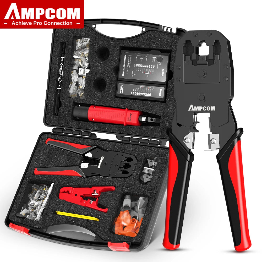 Kit Strumenti Rete 12 In 1 Per Cablaggio Ethernet Crimpatrice RJ45 RJ11 Tester Lan Riparazione Cavi
