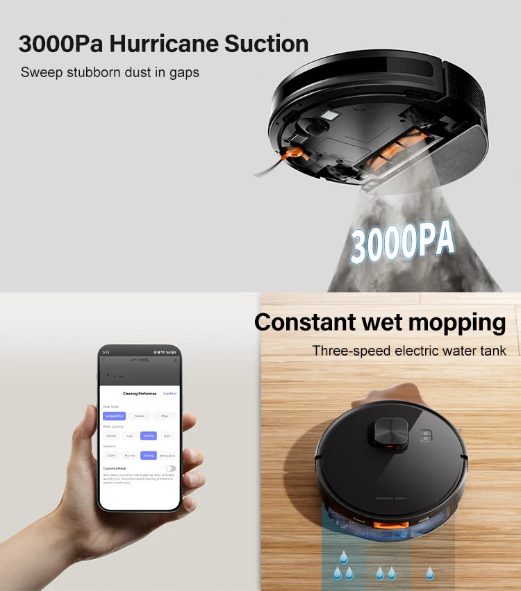 Purerobo LDS Robot Aspirapolvere X7-D Alta Potenza di Aspirazione WiFi 2.4G Svuotamento Automatico Collettore di Polveri Tuya Smart Home App Compatibile