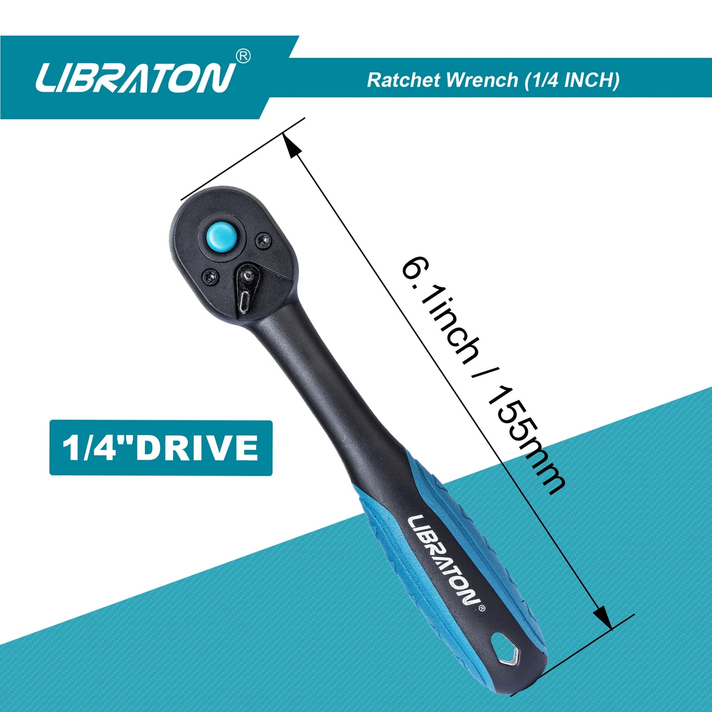 LIBRATON Chiave a cricchetto da 72 denti Maniglia a cricchetto a sgancio rapido reversibile 1/4 '' 3/8 '' 1/2 '' Drive Strumento di riparazione automatica Strumenti fai da te per la casa