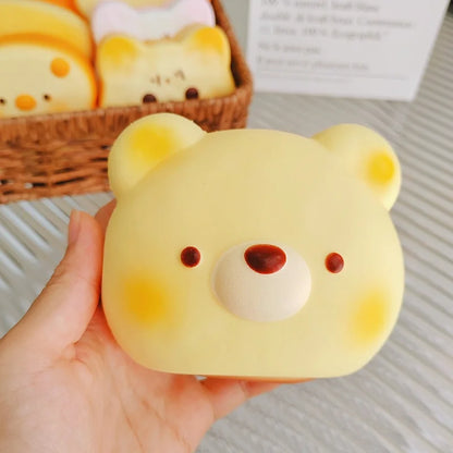 Squishy simpatico cartone animato simulato pane spremere giocattolo morbido antistress lento aumento sensoriale agitarsi per regali di ansia per bambini adulti