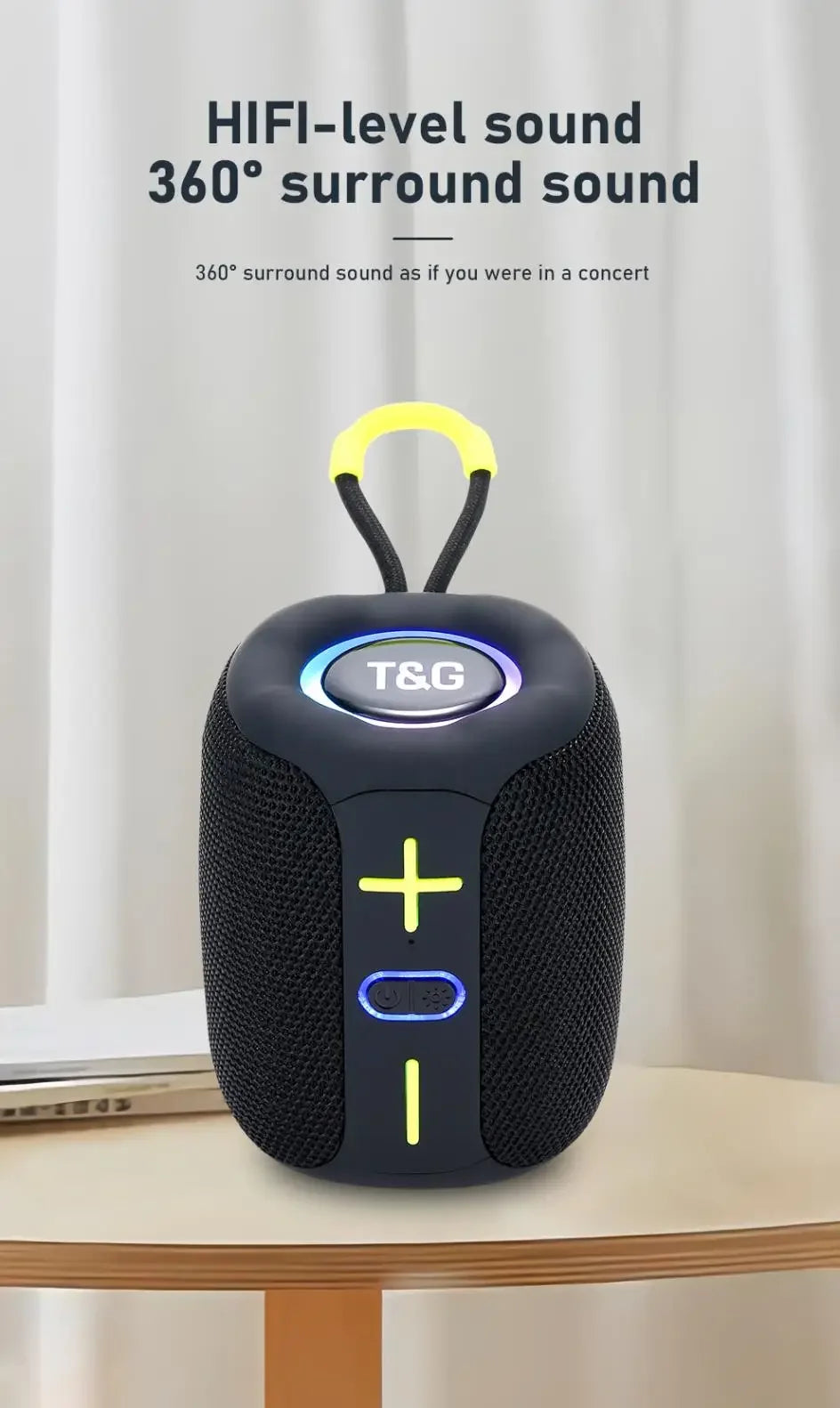 TG658 Altoparlante Bluetooth Portatile con Subwoofer Colonna Mini Bass Riproduzione Musicale per Android iOS PC Laptop