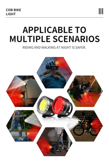 Luci Per Bicicletta Bucklos Cob Ricaricabili Anteriori e Posteriori 500 Lm Ipx5 4 Modalità