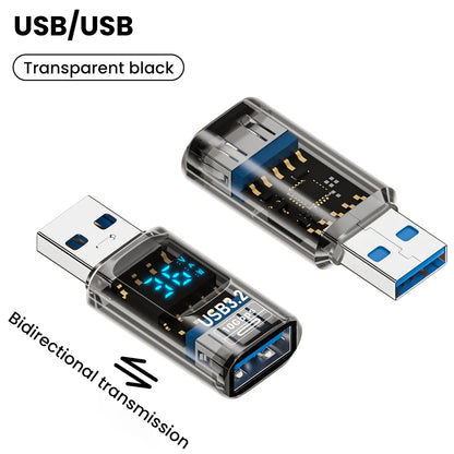 Adattatore USB 3.2 da 10 Gbps con Display Digitale, Convertitore da USB Maschio a USB Femmina, Ricarica Rapida e Trasferimento Dati, Adattatore USB C per PC e Laptop