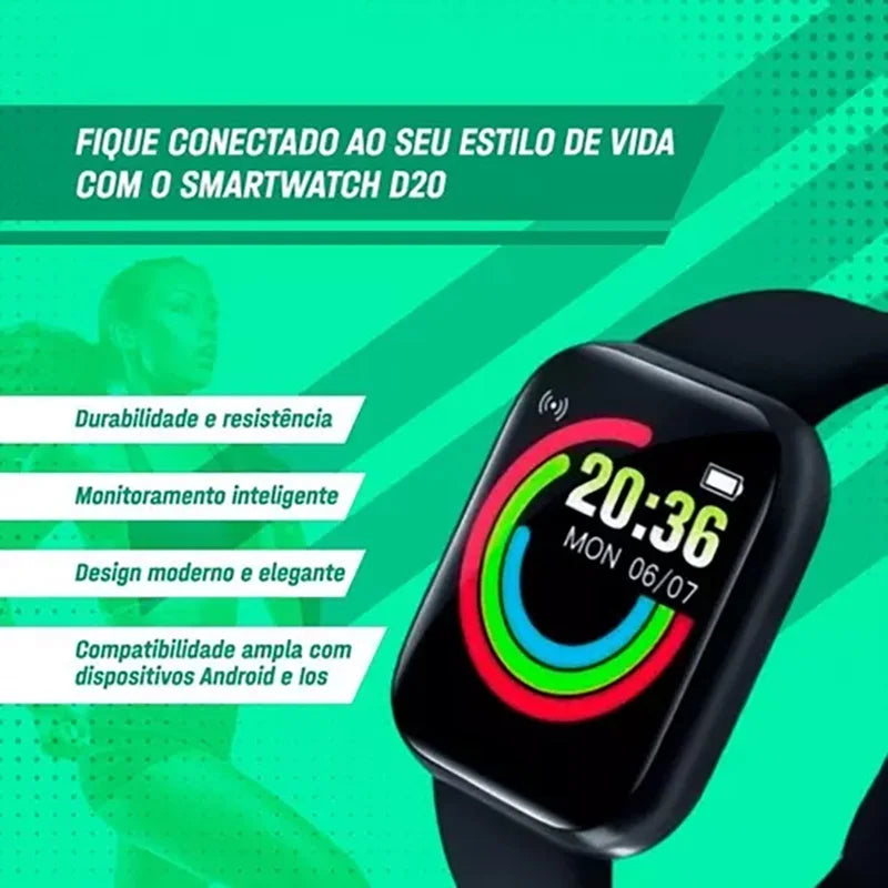 Smart Watch D20 Sport Fitness Bracciale sportivo Monitor del sonno Orologi digitali Smartwatch per uomo Donna Orologio da polso Y68 A6s Regalo