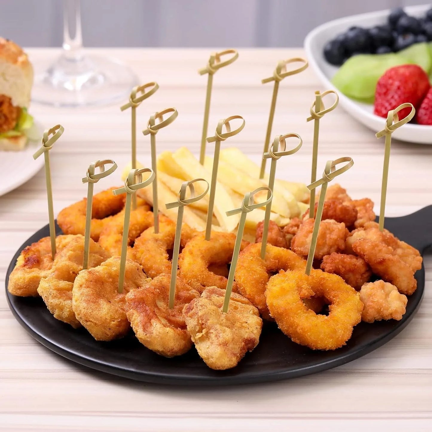 Stuzzicadenti Da Cocktail In Bambù Naturale Con Nodi Adatti A Frutta E Antipasti