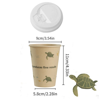 Bicchieri di Carta Usa e Getta con Coperchio 12 oz in Polpa di Bamboo per Bevande Calde o Freddo Ufficio e Casa