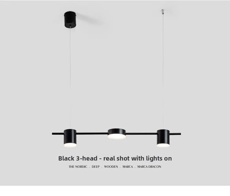 Lampada A Sospensione Postmoderna Tre Teste Per Ristorante In Ferro Nero E Oro Illuminazione Minimal Nordica Di Lusso