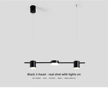 Lampada A Sospensione Postmoderna Tre Teste Per Ristorante In Ferro Nero E Oro Illuminazione Minimal Nordica Di Lusso