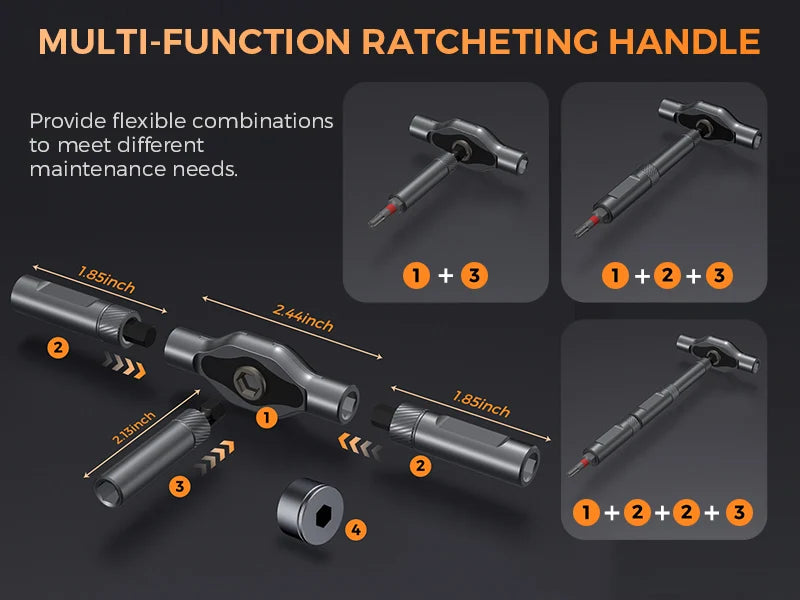 Set Cacciaviti Cricchetto 74 in 1 in Con Maniglia a T Portatile per Riparazioni Fai da Te Mobili Computer Biciclette