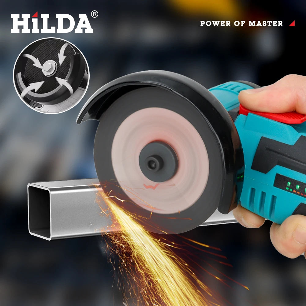 HILDA 12V Smerigliatrice angolare elettrica al litio da 3 pollici Strumento portatile compatto per riparazioni fai-da-te e domestiche Leggero con forte potenza