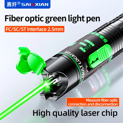 Penna Luce Verde e Rossa In Fibra Ottica Ricaricabile Con Tester 15 mW 30 mW 50 mW 100 mW
