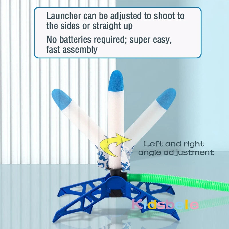 Giocattolo Lanciarazzi ad Aria Compressa con Pompa a Pedale, Set per Giochi all'Aperto per Bambini, Divertimento Sicuro a Propulsione d'Aria, Facile Utilizzo, Regalo Educativo STEM, Gioco a Pedale