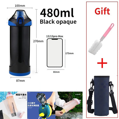 Bottiglia Con Scomparto Segreto Capacità Oltre 501 Ml In Plastica Alimentare Ecologica Resistente Al Congelatore