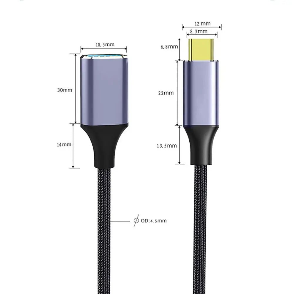 Cavo OTG USB-C a USB-A 3.0 ad Alta Velocità Prolunga Maschio Femmina per Tastiere e Mouse