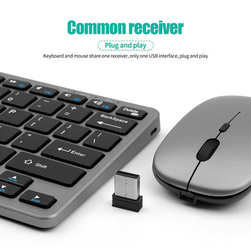 Set tastiera e mouse wireless 2.4G, combo tastiera e mouse Bluetooth 5.0, 2 modalità, mini tastiera e mouse per accessori PC portatili